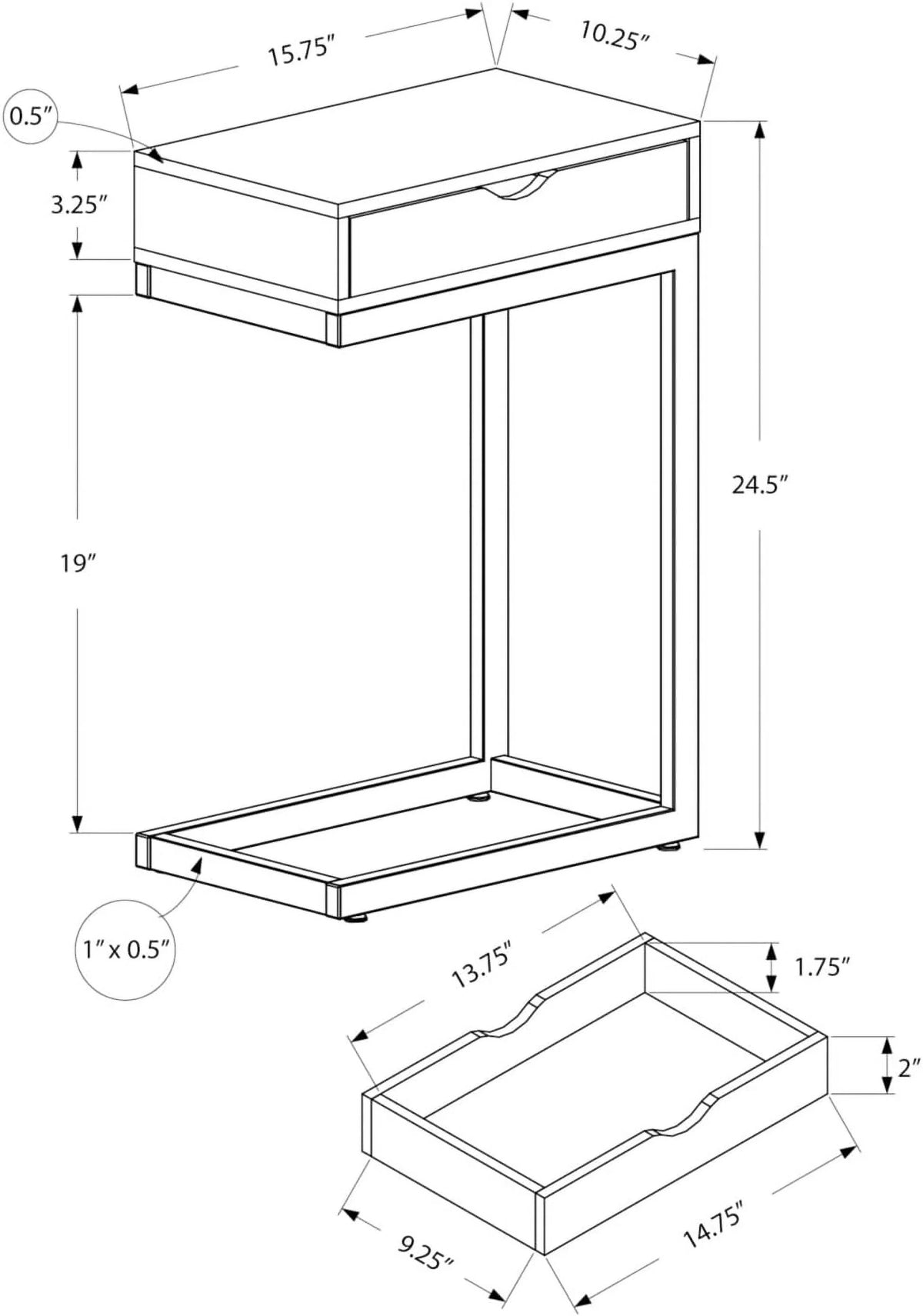 Brown Wood-Look Drawer Accent Table F443