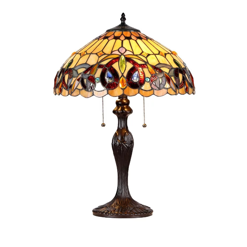 2-Light Victorian Table Lamp with 16" Shade I313