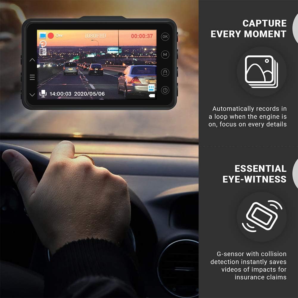 FHD 1080P Dual Dash Camera with 32GB SD Card, 3” LCD Screen, 170° Wide Angle Night Vision, Pack of 2 Y156604