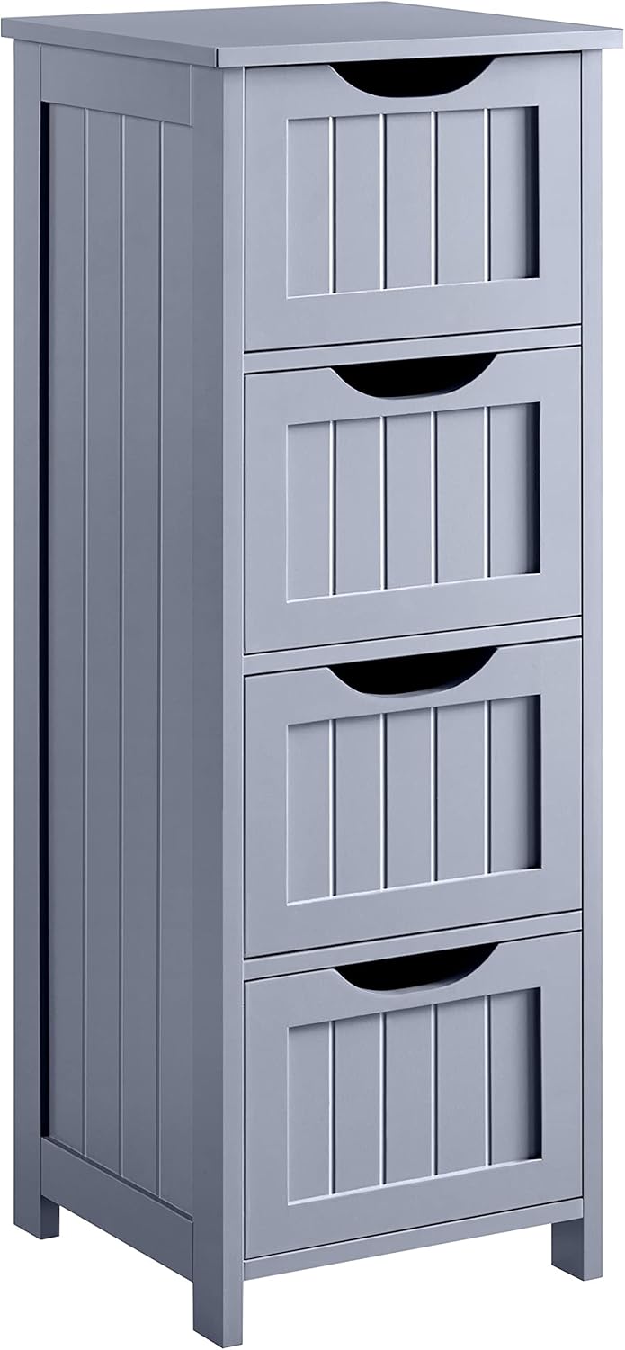 Gray 4 Drawer Wooden Bathroom Floor Cabinet L48263