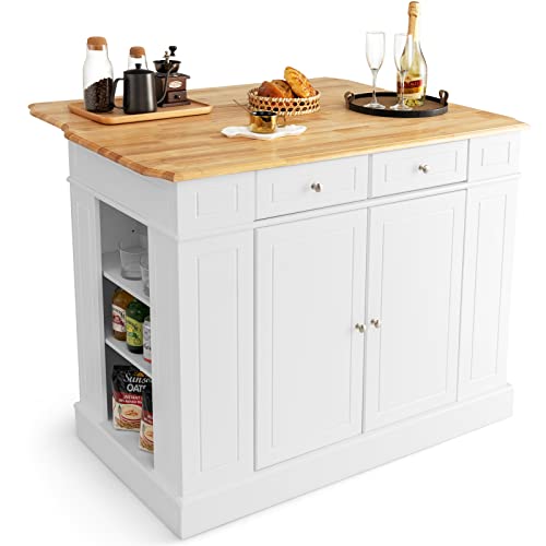 Black Rubber Wood Kitchen Island with Drop Leaf B180