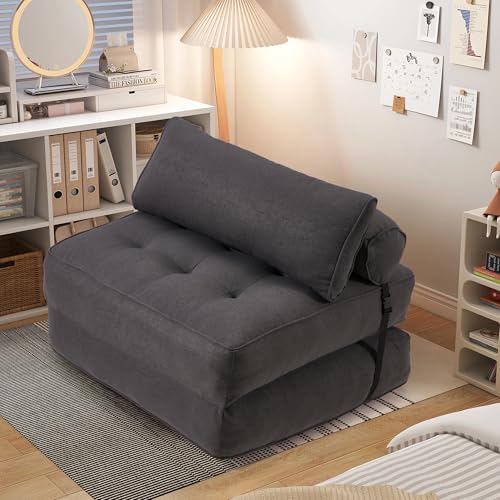 Grayish Blue Folding Sofa Bed with Corduroy Fabric J851058