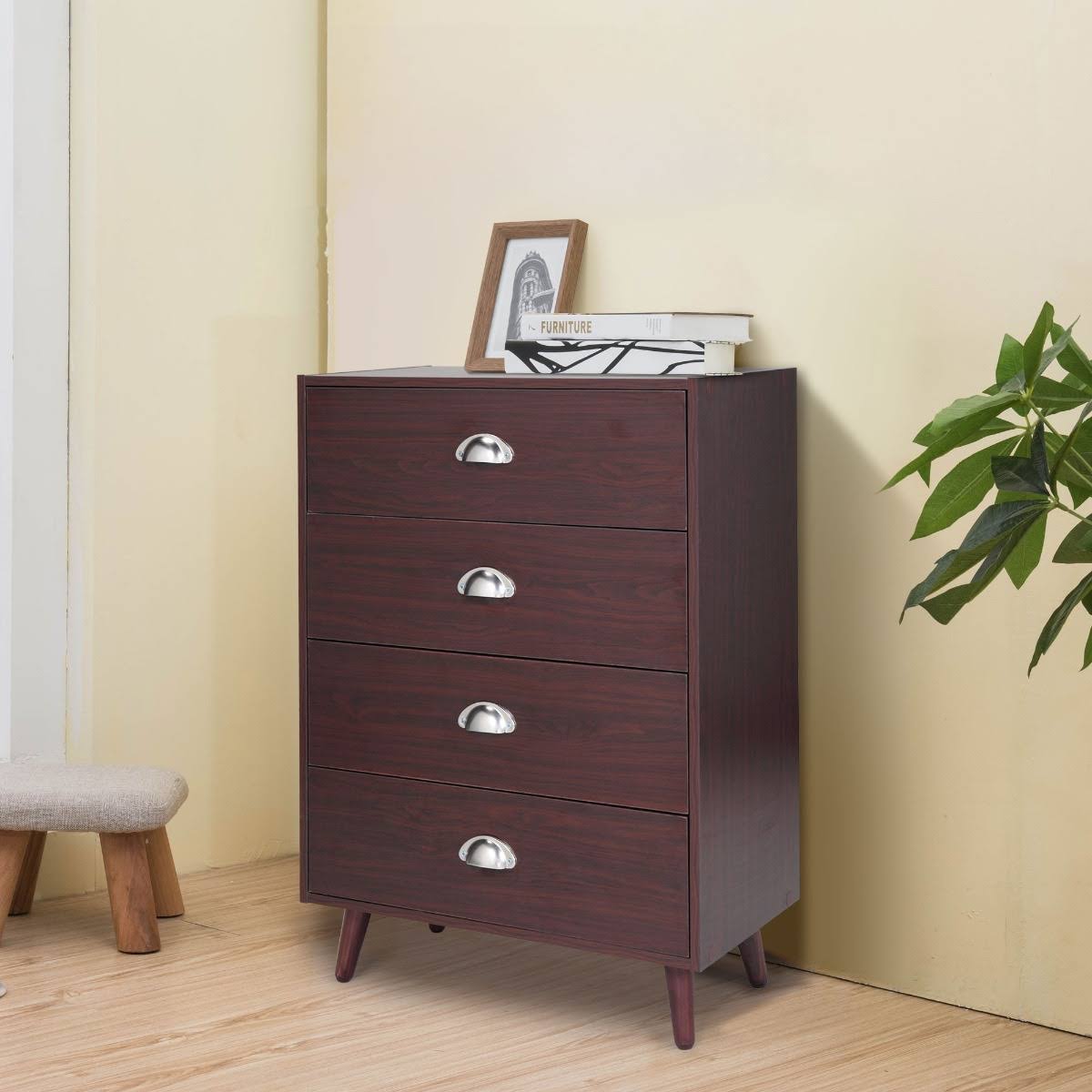 Brown 4 Drawer Nightstand Cabinet H31731