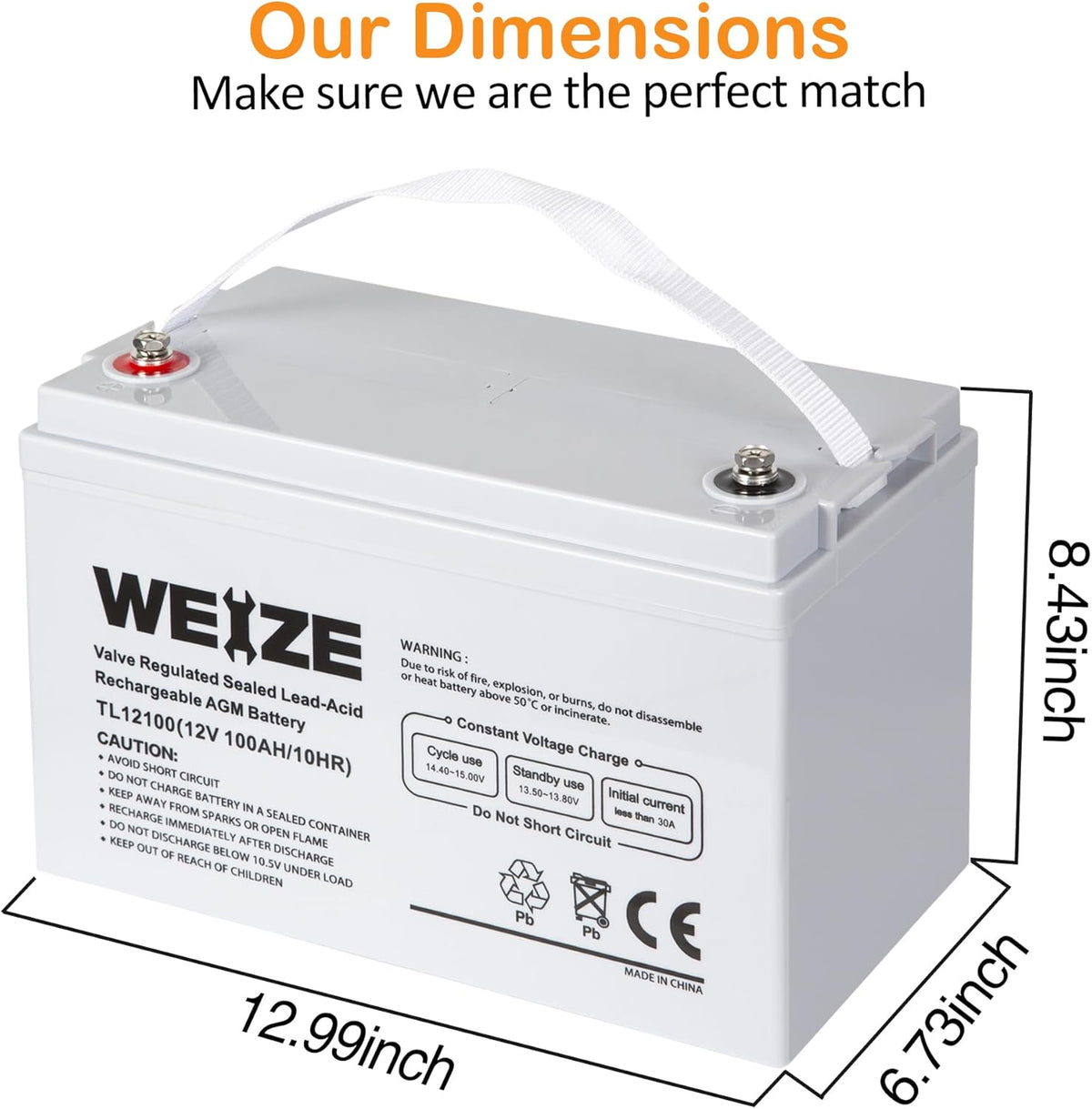 12 Volt 100Ah AGM Deep Cycle Battery G419