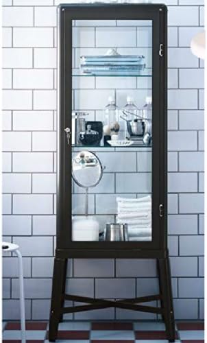 Dark Gray Glass Door Cabinet H24970