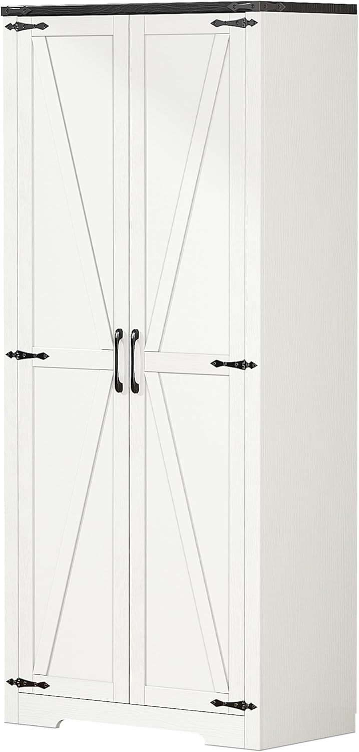 White 72" Wardrobe Closet with Doors K3507