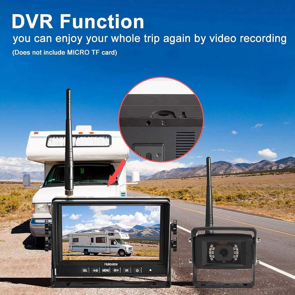 Wireless RV Backup Camera System 7'' Monitor with Infrared Night Vision I499