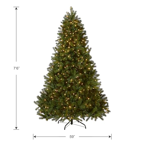 Pre-Lit Artificial Full Downswept Christmas Tree, Green, Dual Color LED Lights, 7.5 feet L99104