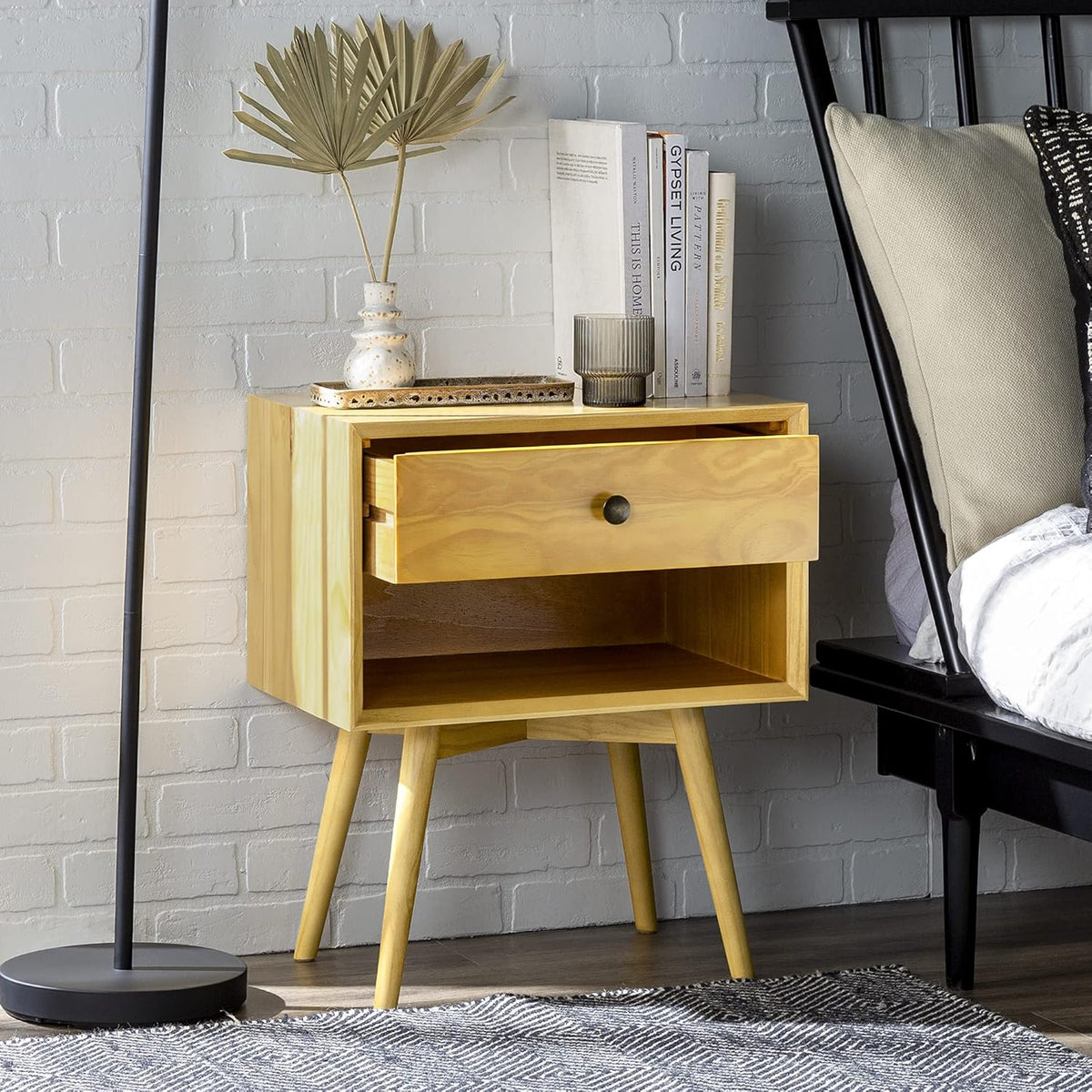 Wood 2 Drawer Nightstand Side Table L72125