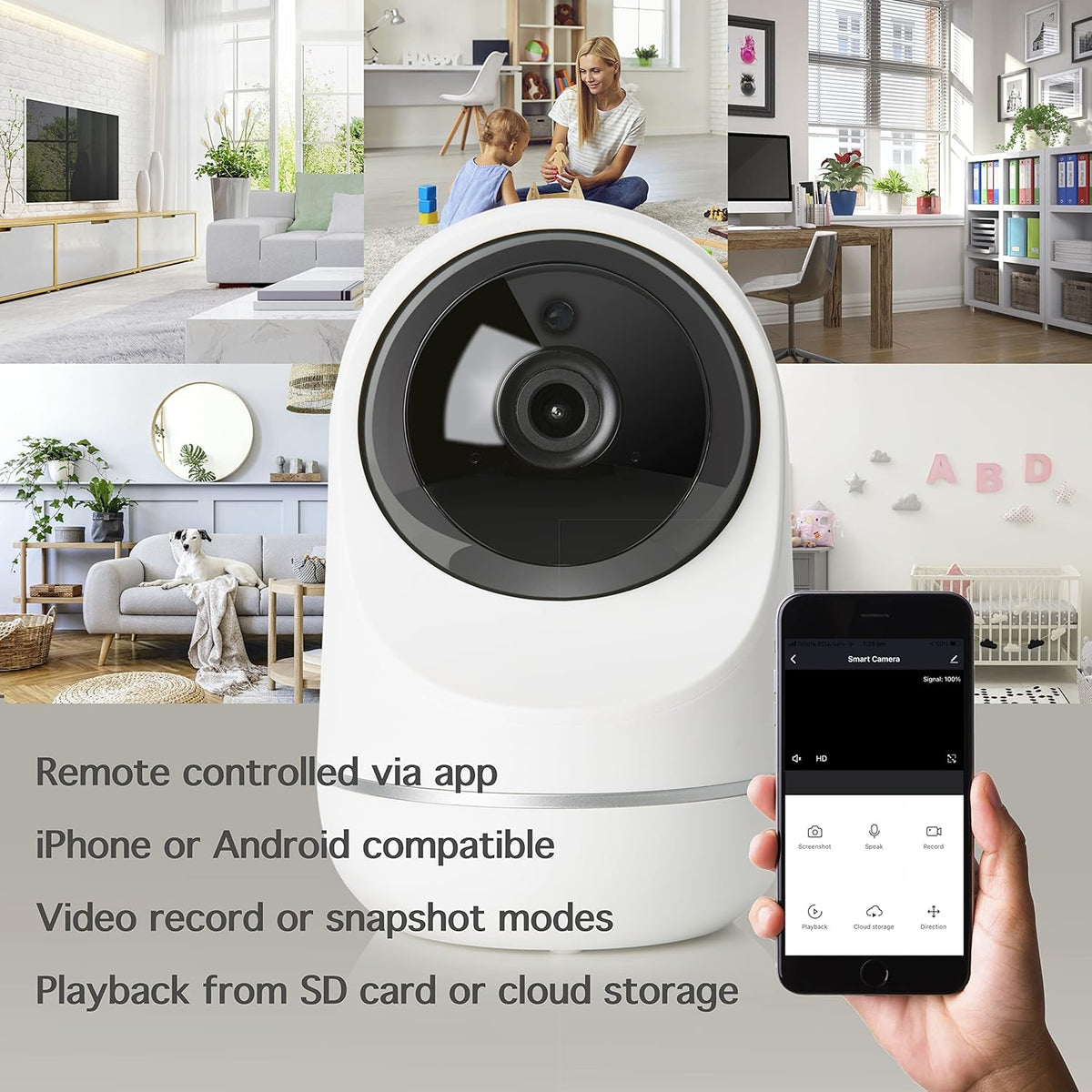 Wi-Fi Camera Pan Tilt Zoom with Audio & Video Recording, Pack of 2 I267440