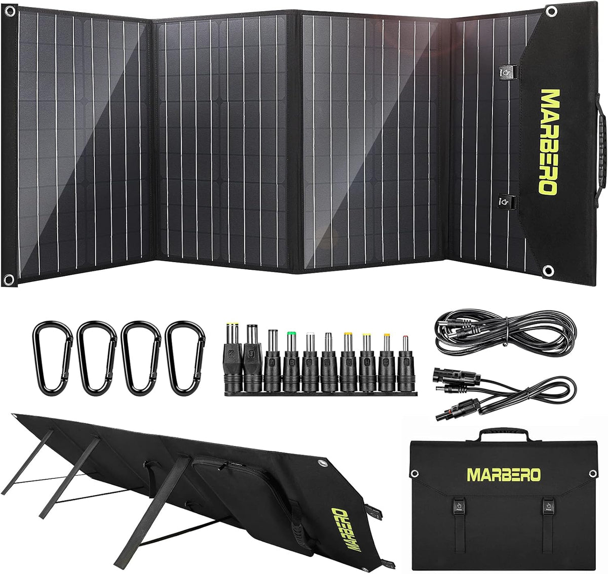 100W Foldable Solar Panel Kit with 18V DC Output, 3 USB Ports E550792