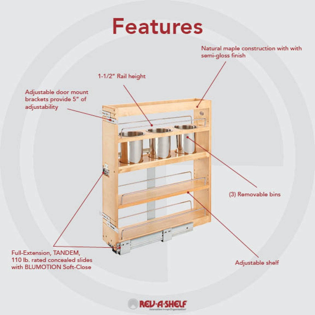 6.25 in Base Cabinet Organizer with 3 Utensil Bins J207245