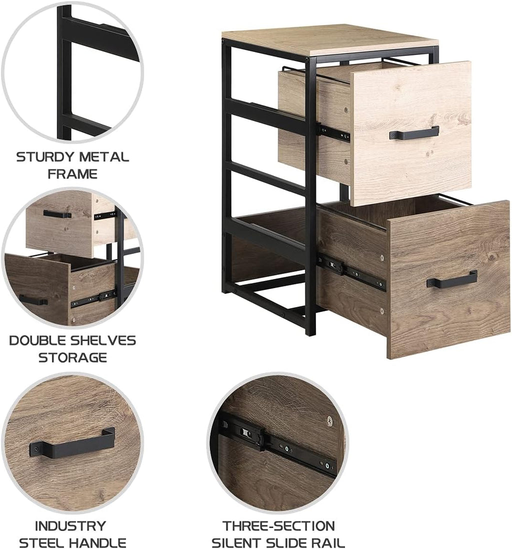 Wood File Cabinet with 2 Drawers, Brown L6926