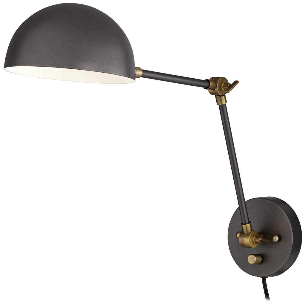 Industrial Swing Arm Wall Lamp Gunmetal Brass Plug-In Light Fixture Adjustable F875