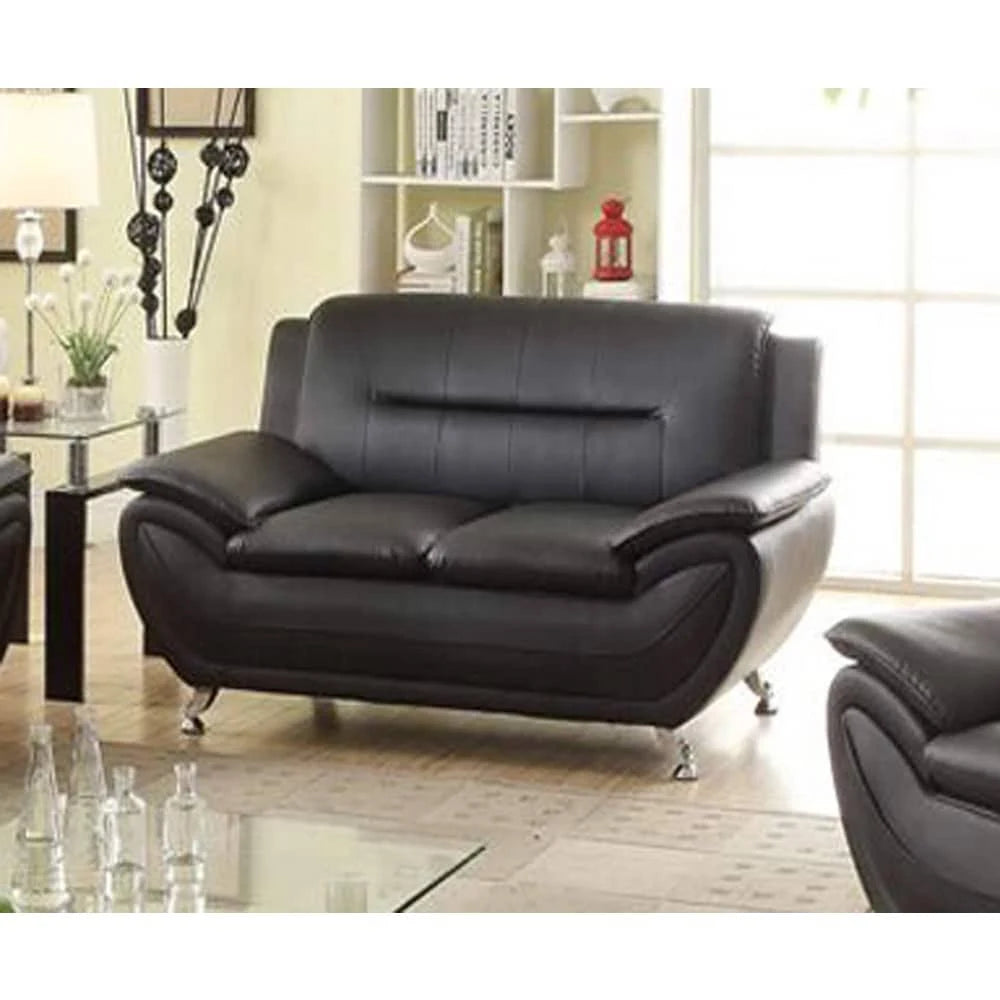 Black Faux Leather Loveseat C992