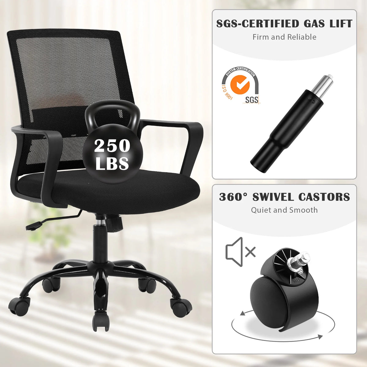 Mesh Office Chair with Lumbar Support Armrest R3572
