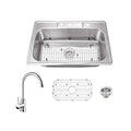 Drop-In Kitchen Sink with Faucet and Sink Grid and Drain Assembly F5687