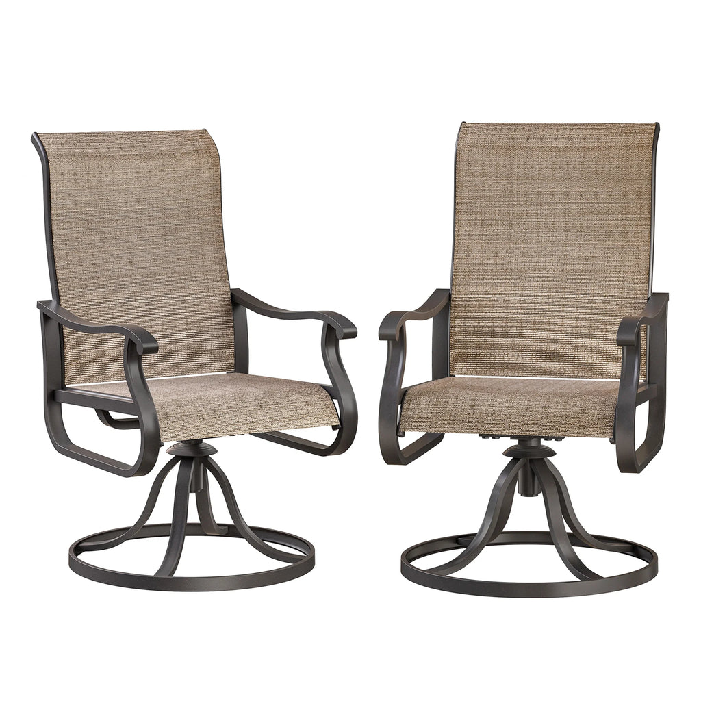 Khaki Swivel Outdoor Chairs Set of 2 G69548