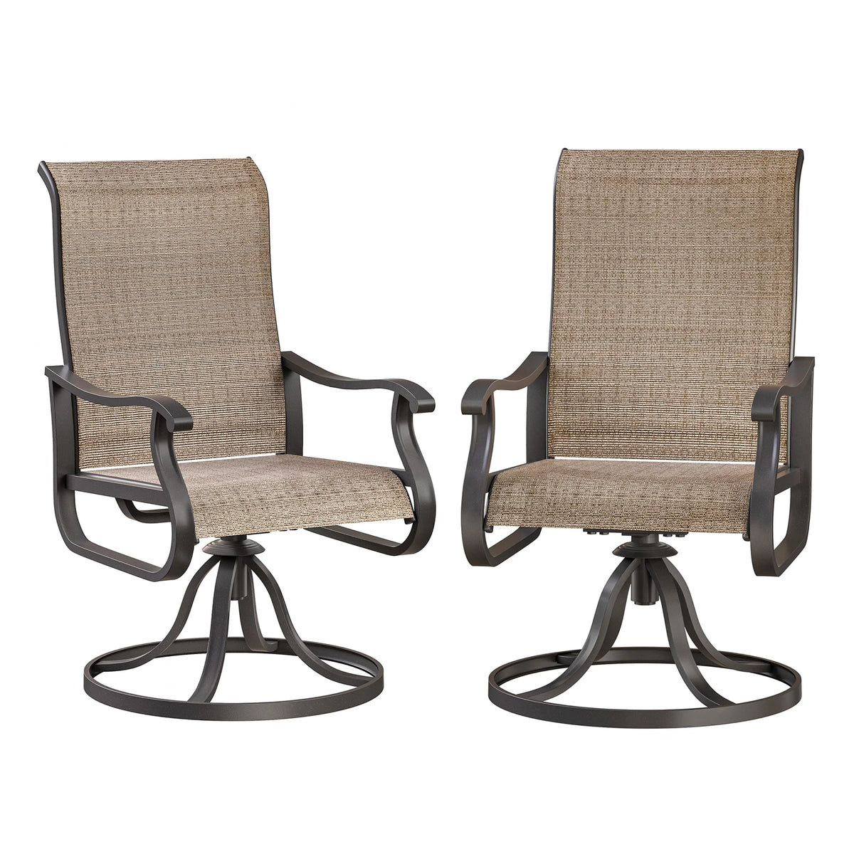 Khaki Swivel Outdoor Chairs Set of 2 G69548