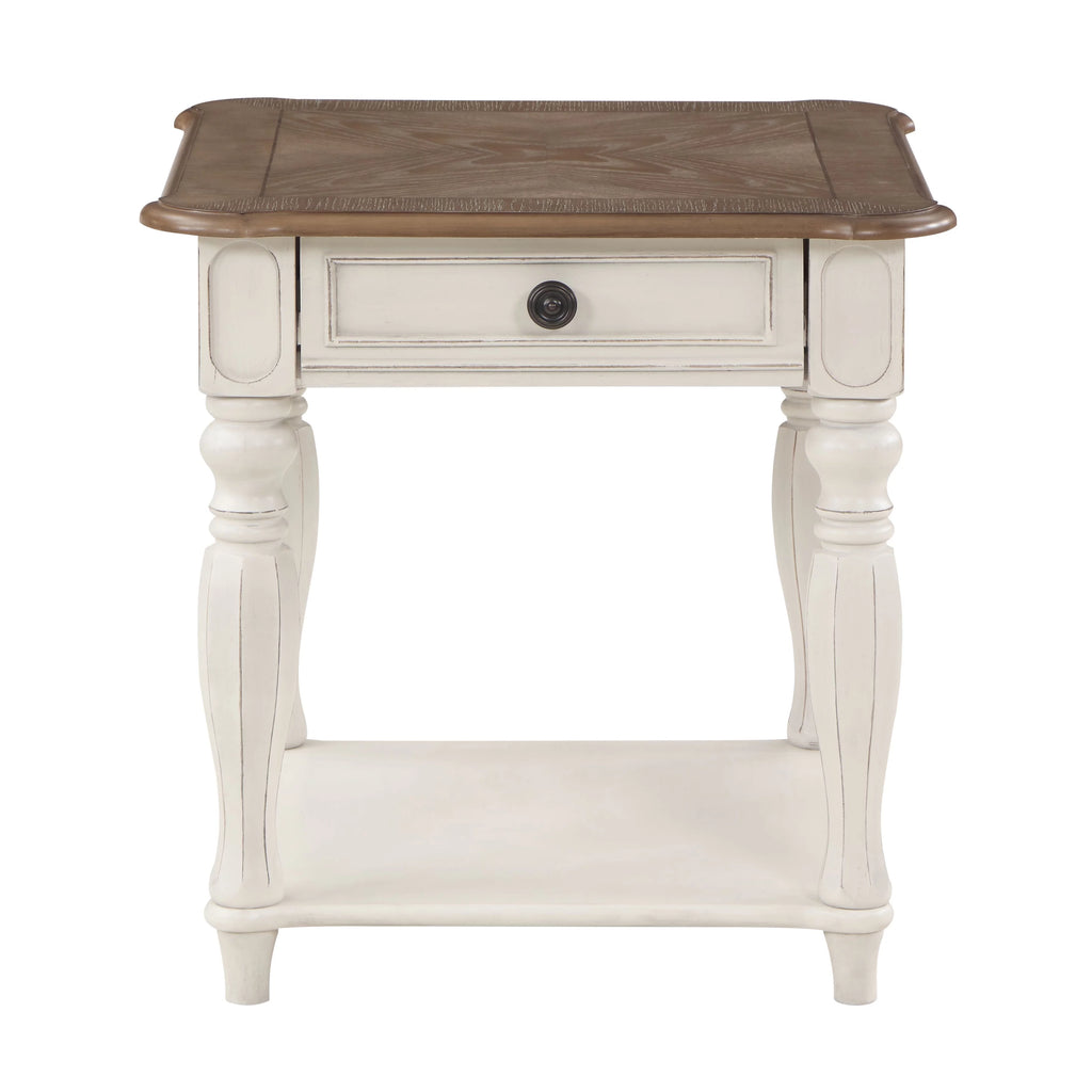Oak and Antique White End Table Q564630