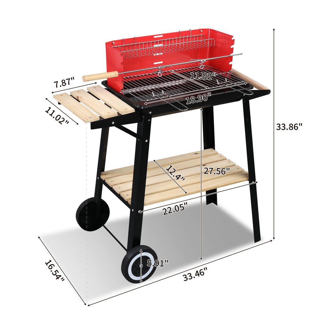 Square Enamel Charcoal Oven Black Red D59448