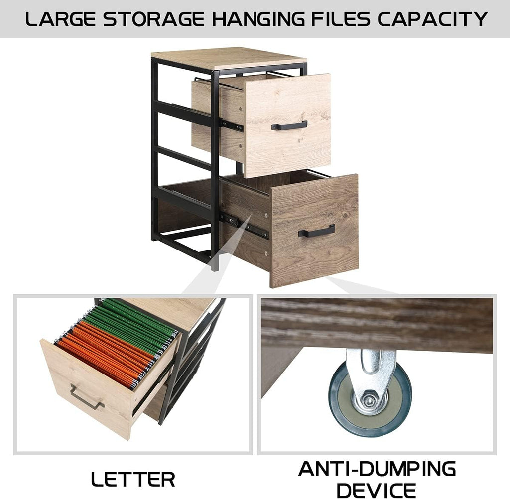 Wood File Cabinet with 2 Drawers, Brown L6926
