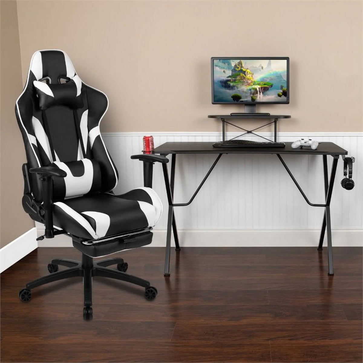 Black Gaming Desk and Reclining Swivel Chair H85522