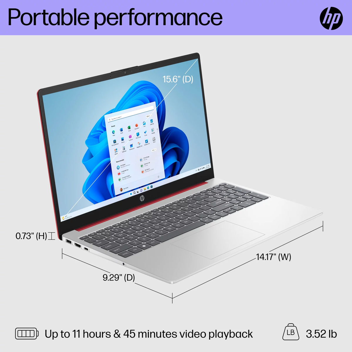 15.6" Laptop Intel Pentium 4GB RAM 128GB UFS Scarlet Red Windows 11 F4128