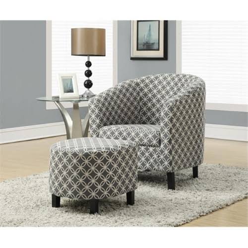 Grey Fabric Accent Chair and Ottoman G80551