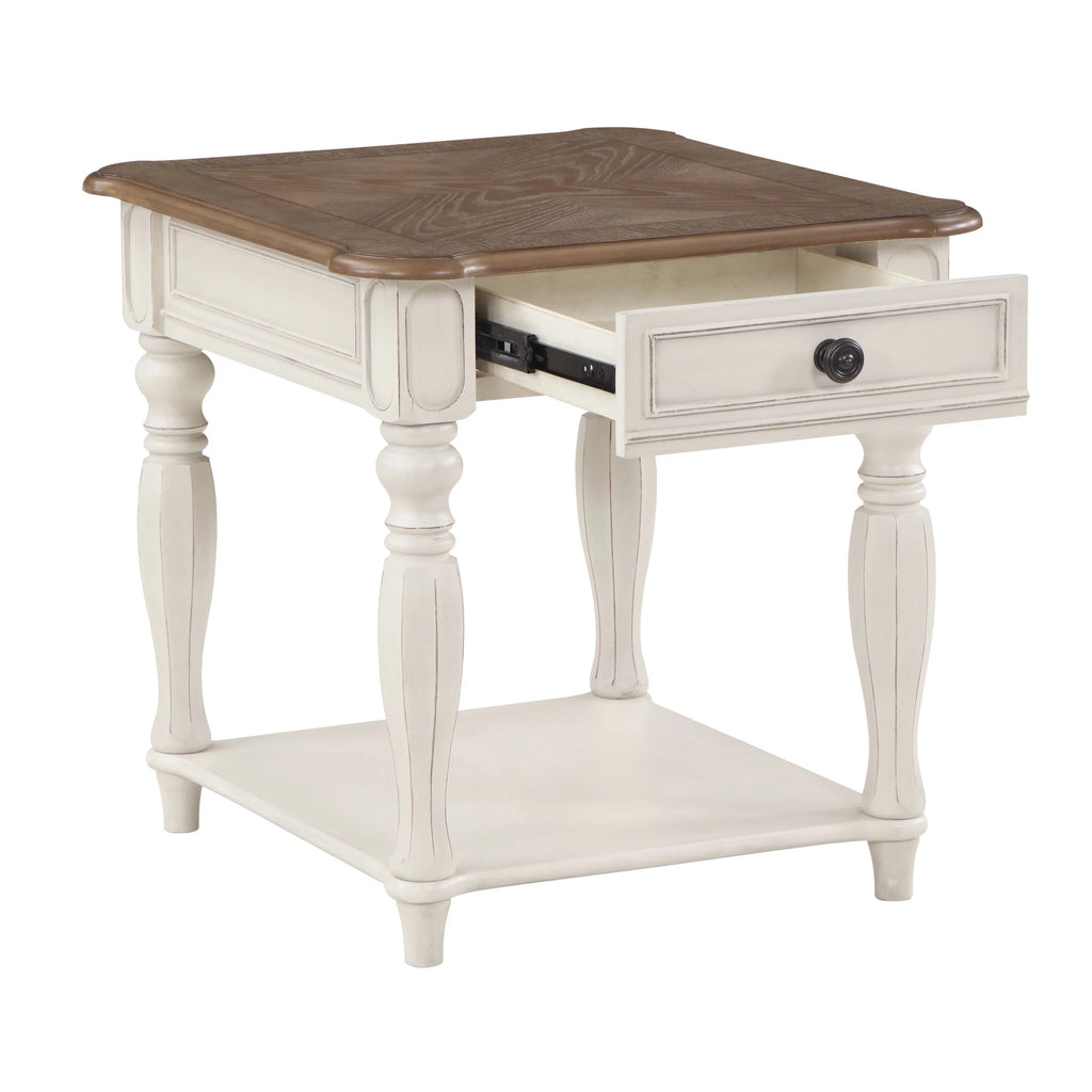 Oak and Antique White End Table Q564630