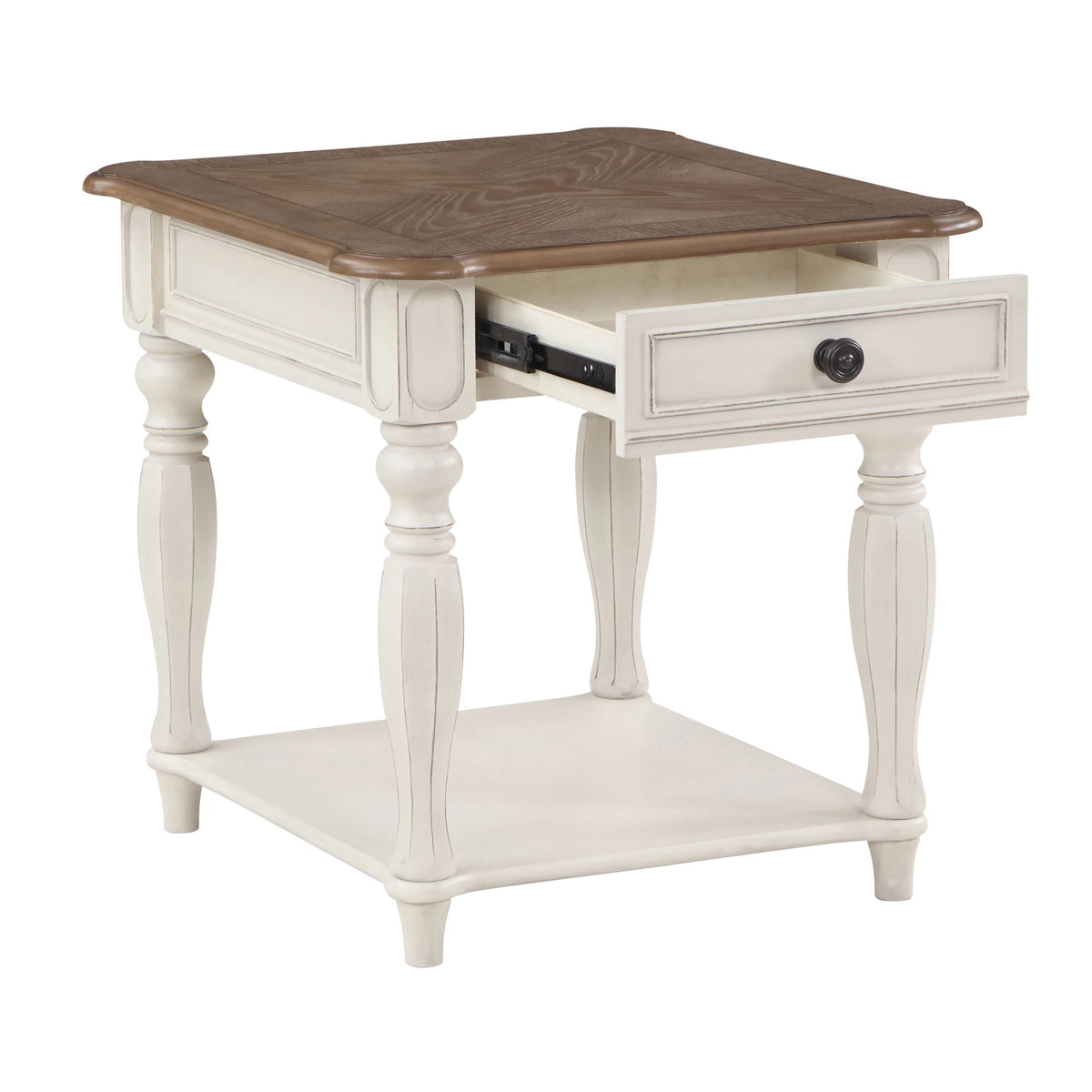 Oak and Antique White End Table Q564630