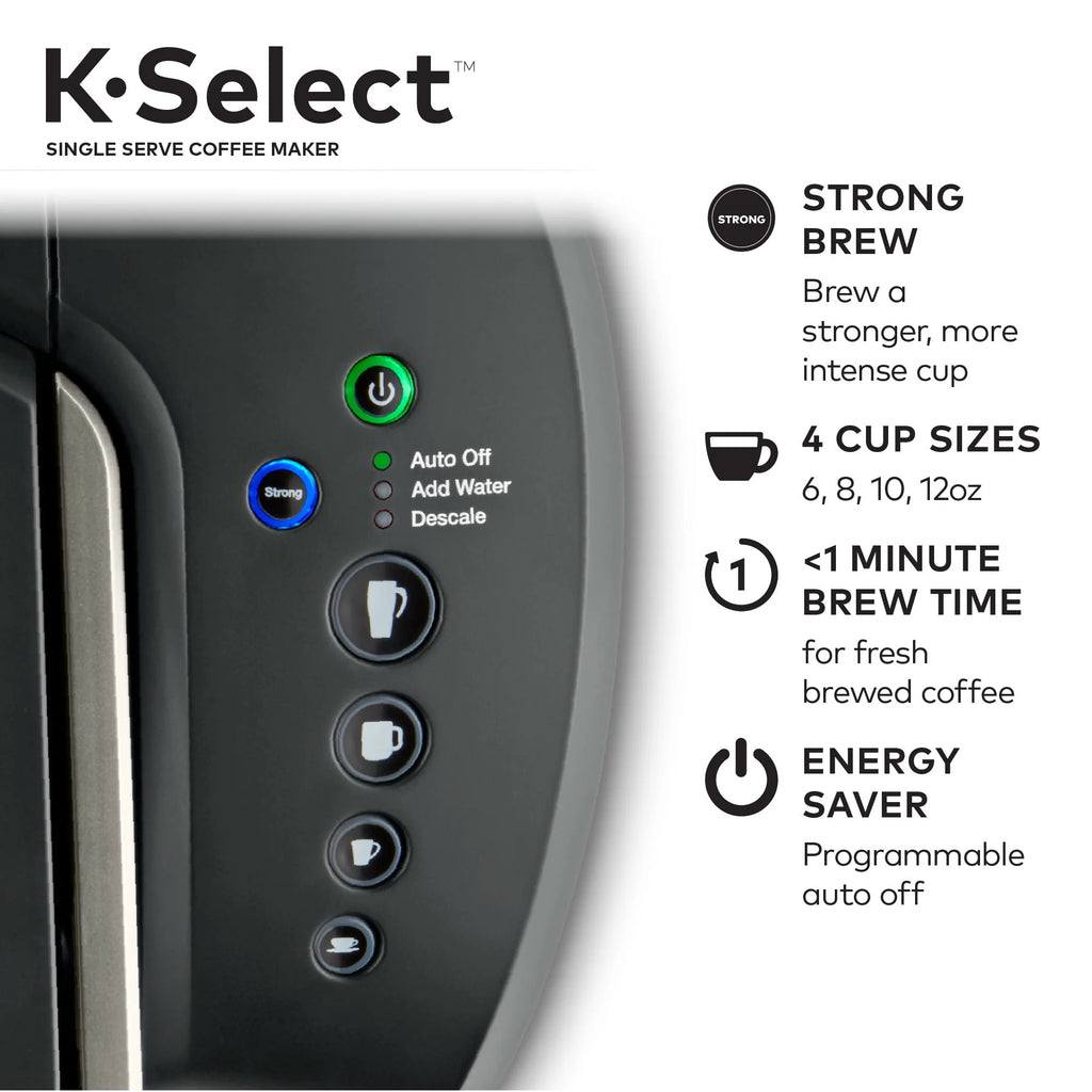 Single-Serve K-Cup Pod Coffee Maker with 12oz Brew Size, Matte Black U1061