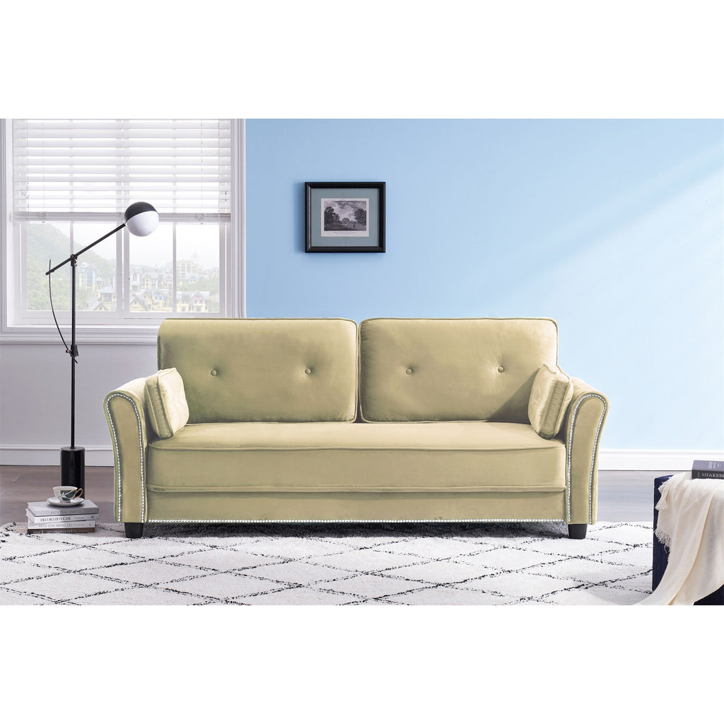 Grey Velvet Loveseat Sofa with Two Pillows C236512