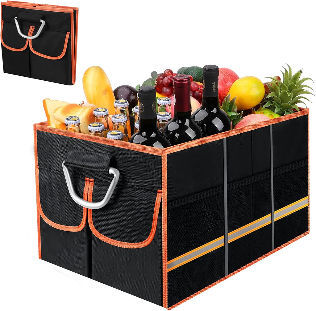 Waterproof Car Trunk Storage Organizer, Collapsible with Insulated Leakproof Cooler, Folding Cover, Adjustable Securing Straps S7154