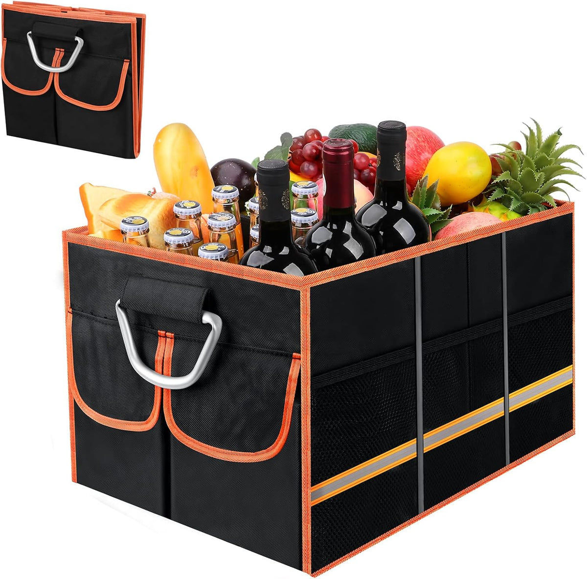 Waterproof Car Trunk Storage Organizer, Collapsible with Insulated Leakproof Cooler, Folding Cover, Adjustable Securing Straps S7154