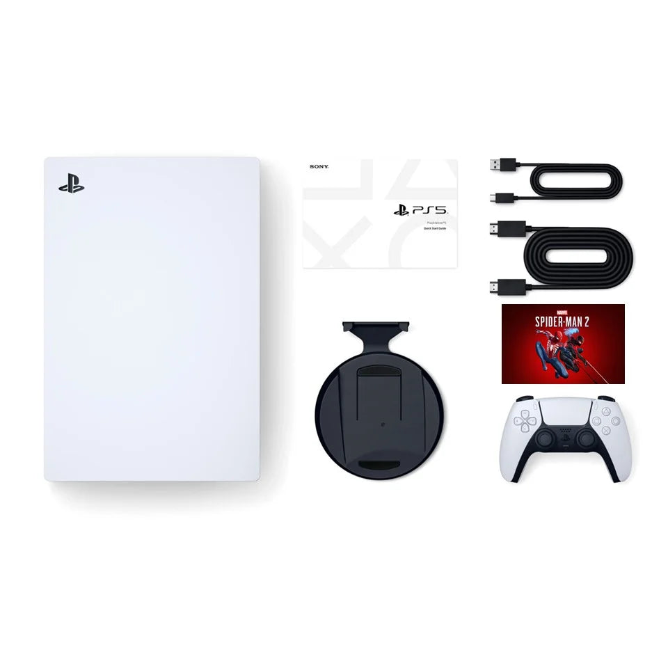 White PlayStation 5 Disc Edition Console with Two Controllers U4109