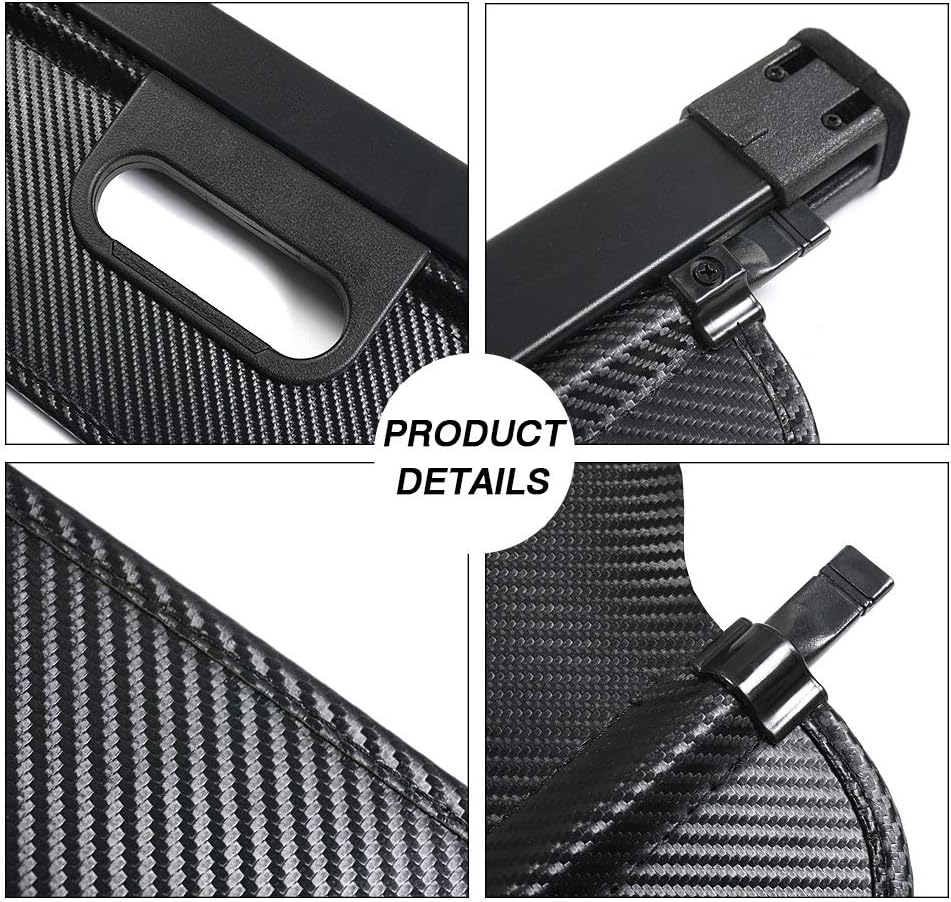 Black Carbon Fiber Texture Retractable Rear Trunk Cover Pack of 2 C130106