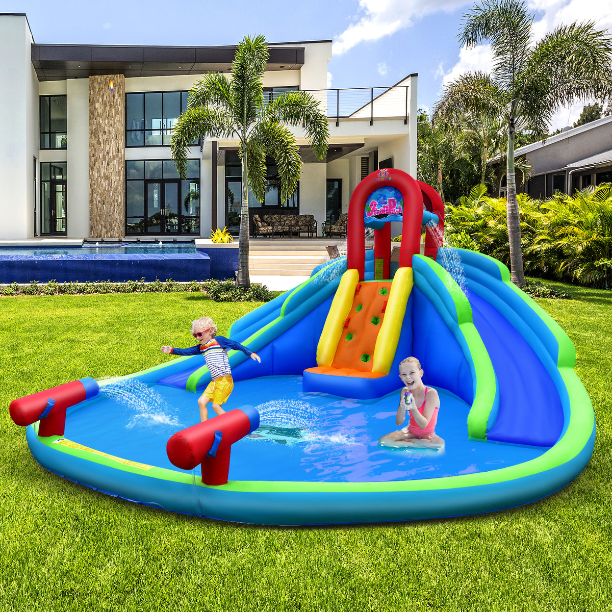Inflatable Waterslide Bounce House with Handrail S995961