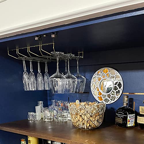Black Stainless Steel Under Cabinet Wine Glass Rack Set of 4 C307435