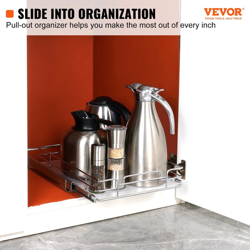 Chrome Steel Pull Out Cabinet Organizer with Slide Out Shelves D706293