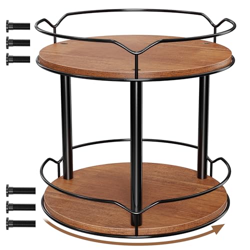 2 Tier 12.4" Wooden Rotating Lazy Susan Organizer F282
