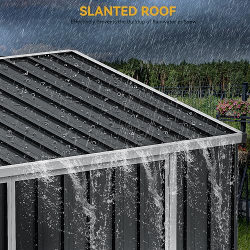 10x8 FT Outdoor Storage Shed Dark Gray Metal F367