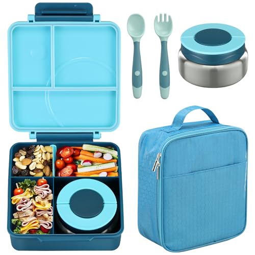 Black Bento Lunch Box Set with 8oz Soup Thermo and Insulated Lunch Bag T893
