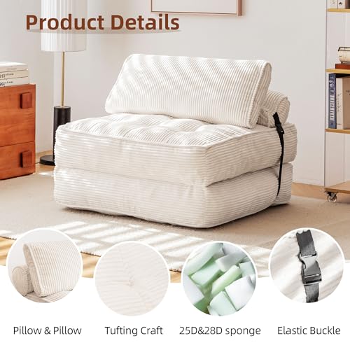 Grayish Blue Folding Sofa Bed with Corduroy Fabric J851058