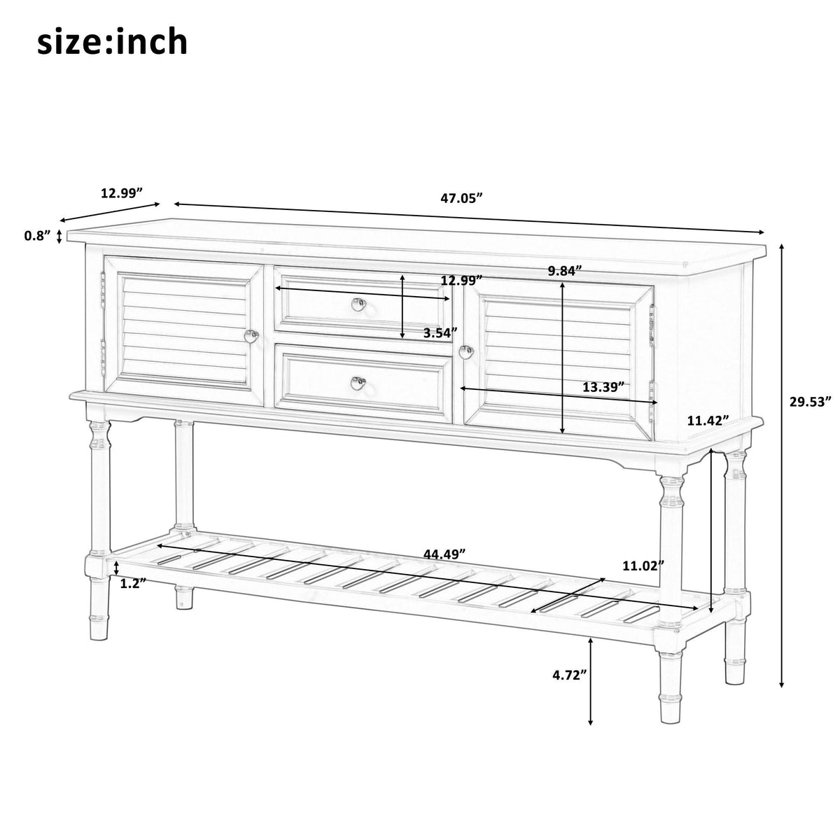 Black 47'' Sofa Table Console Table I740