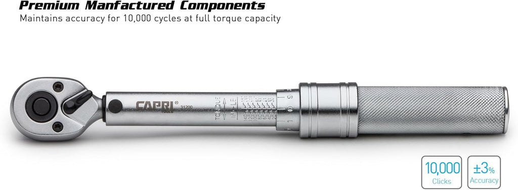 30-150 Inch Pound Industrial Torque Wrench, 1 4 Drive, Matte Chrome S24120