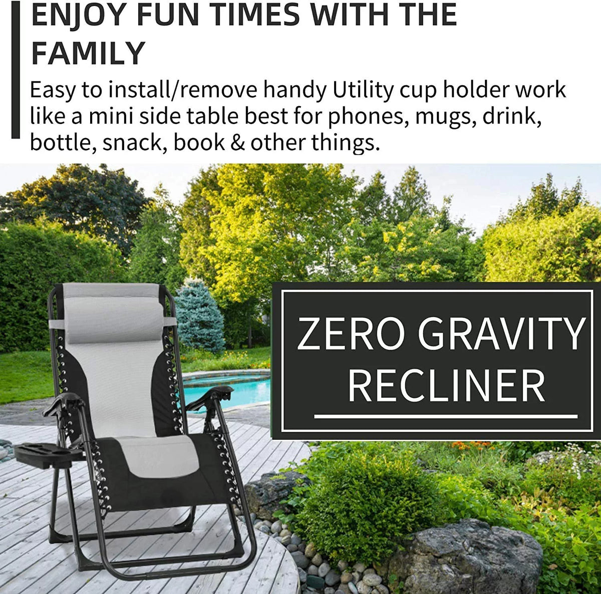 Oversized Zero Gravity Chair with Cup Holder M118142