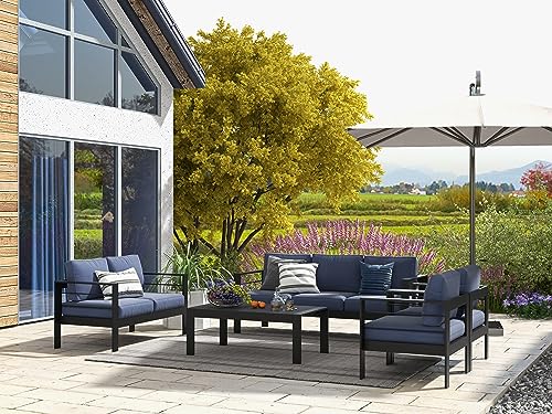 7 Seats Aluminum Patio Furniture Set with Coffee Table I326175