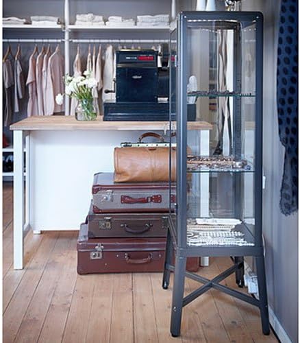 Dark Gray Glass Door Cabinet H24970