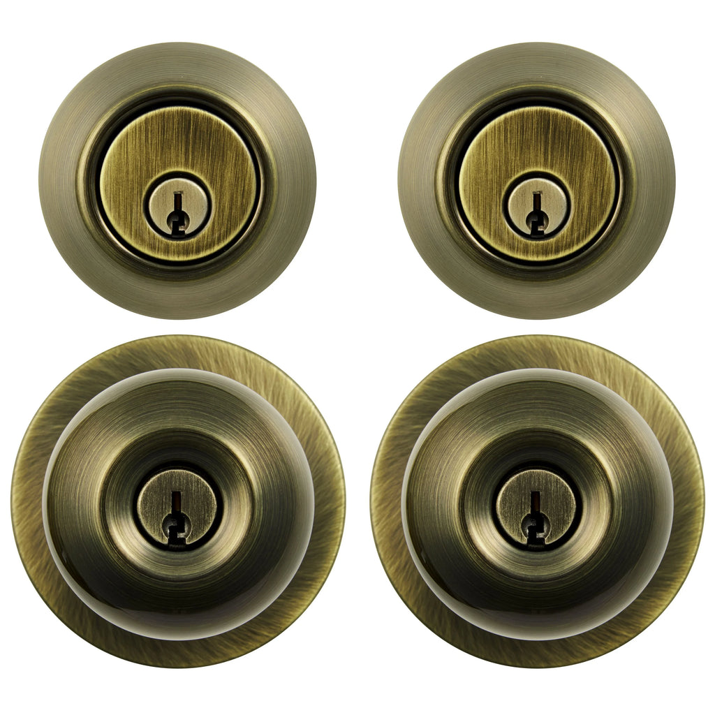 Keyed Entry Ball Doorknob and Deadbolt Combo in Oil-Rubbed Bronze, Twin Pack J73758